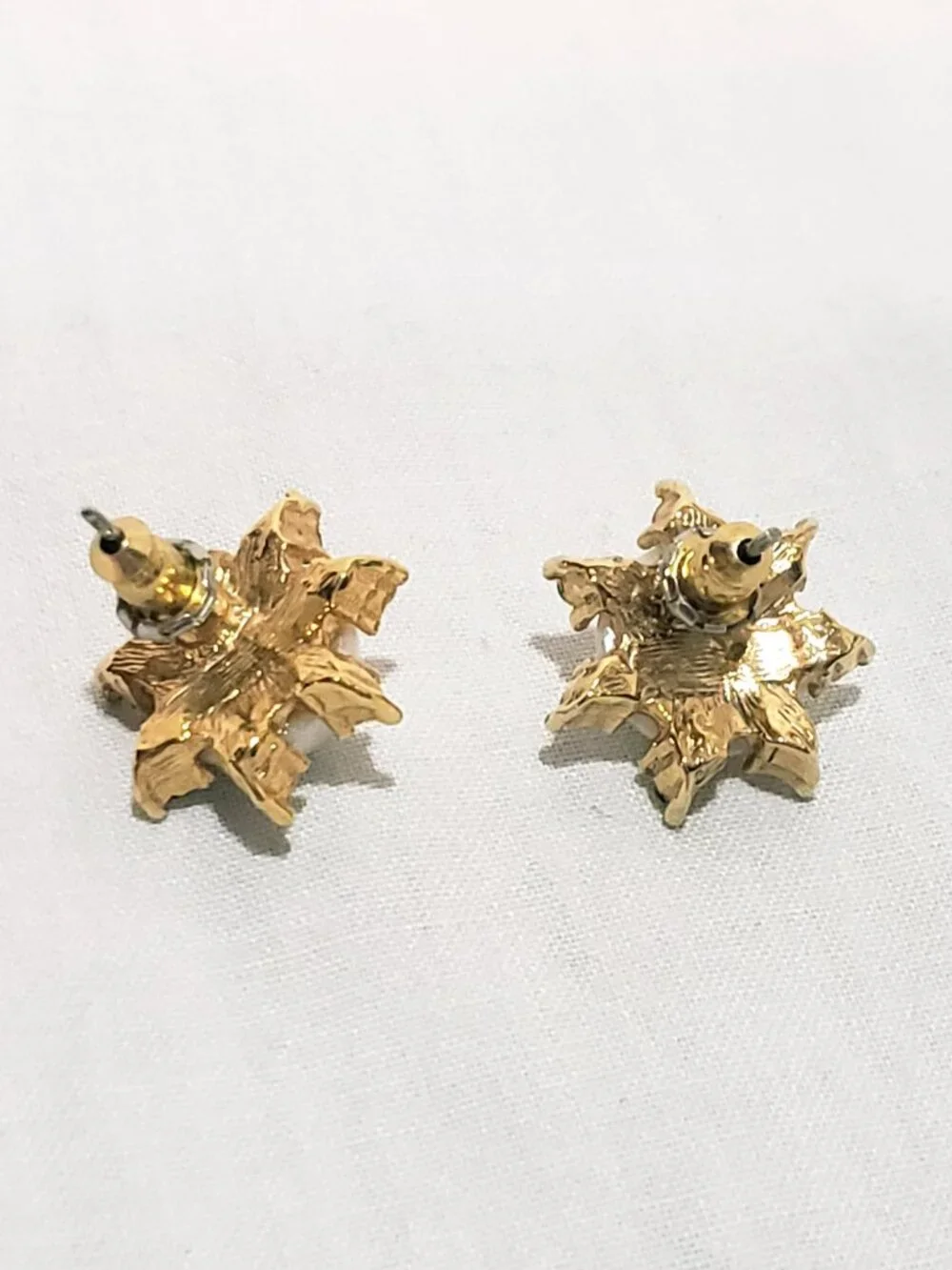 Faux Half Pearl Rhinestones Stud Earrings Pierced 1/2'